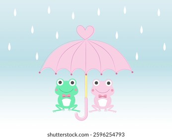 It is cute frogs take shelter from the rain.
