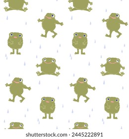 Cute frogs vector seamless pattern. Cartoon forest illustration for children's textiles and clothing.