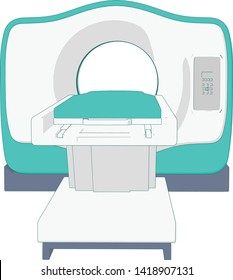 cute front illustration of MRI scanner medical equipment