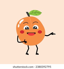 personaje de albaricoque de fruta lindo con cara graciosa