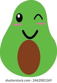 Cute Fruit Avocado Character Set