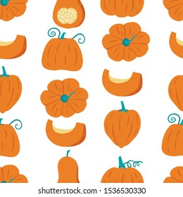 Cute fruit background with pumpkin.Vector illustration seamless pattern for background,wallpaper,frabic.Editable element