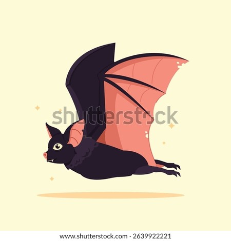 cute fruit bat illustration flying on blank background