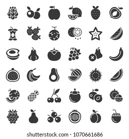 Cute fruit and berries, solid icon set 2
