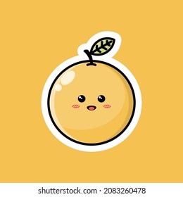 Cute fruit cartoon character with happy smiling expression. Flat vector design perfect for promotional endorsement icons, mascots or stickers. Orange citrus fruit face illustration. Editable, EPS 10.