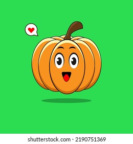 Cute fruit cartoon mascot character - Vector Smiling Pumpkin cartoon doodle character illustration