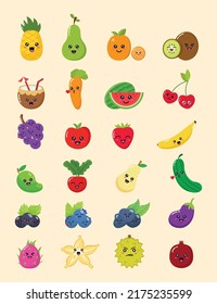 Cute fruit cartoon set collection