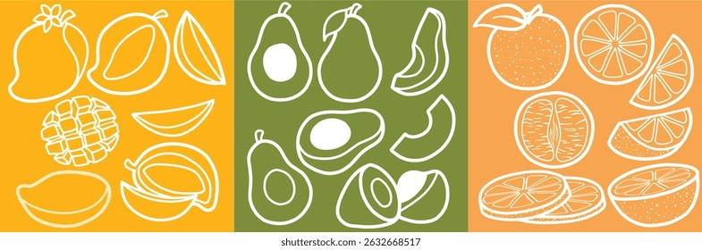 cute fruit cartoon style doodle line art, vector illustration .