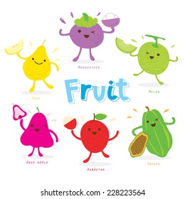 Cute Fruit Cartoon Vector