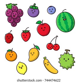 Cute Fruit Cartoon Vector