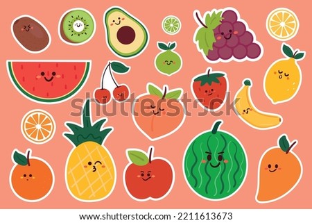 cute fruit character sticker set