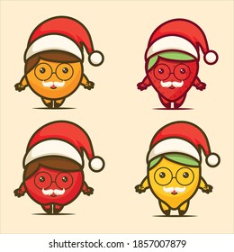 CARACTERES DE FRUTA CORTA CON EDICIÓN DE HAT DE NAVIDAD