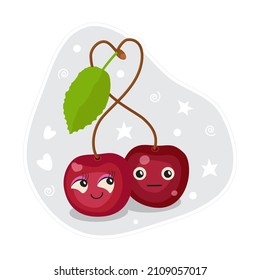 Cute fruit characters kawaii for kids. Flat cartoon, isolated, colorful vector illustration