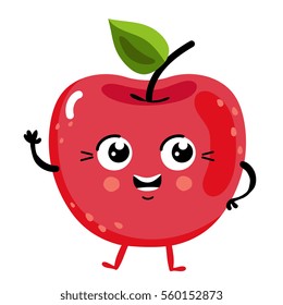 Cute fruit cherry cartoon character isolated on white background vector illustration. Funny positive and friendly cherry emoticon face icon. Happy smile cartoon face food emoji, comical fruit mascot