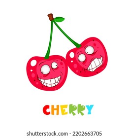 Cute fruit collection, one of them pear. Cartoon character for your food design. Healthy food concept. Vegan, vegetarian and diet, sport food. Smoothies and juices, jams.