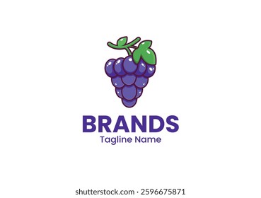 Cute Fruit Grape Logo Design Template