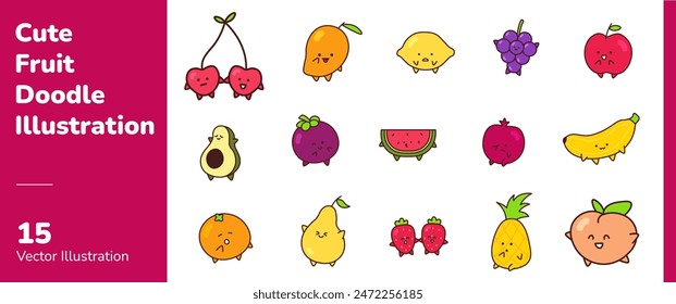 Cute Fruit Health Doodle Illustration