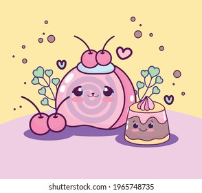 cute fruit jelly cherry cartoon