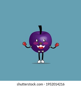 cute fruit mascot expression vector