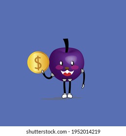 cute fruit mascot expression vector