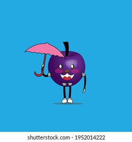 cute fruit mascot expression vector