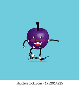 cute fruit mascot expression vector