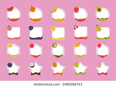 Cute Fruit Name Tag Element Set