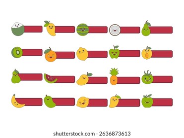 Cute Fruit Name Tag Element Set