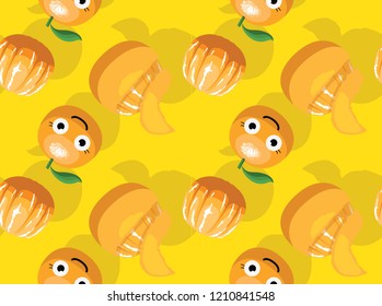 Cute Fruit Orange Cartoon Background Seamless Wallpaper