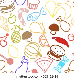 Cute fruit outline seamless texture