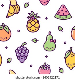 Cute fruit pastel seamless pattern kawaii colorful