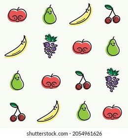 Arte vectorial de patrón de fruta cortada