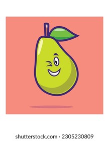Diseño vectorial del personaje de la caricatura de pera de fruta corta 

