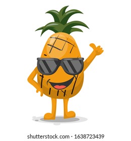 cute fruit pineapple mascot cartoon vector