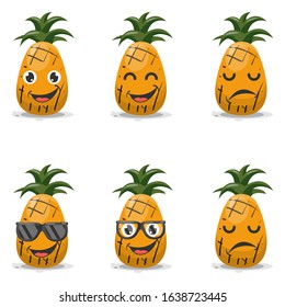 cute fruit pineapple mascot cartoon vector