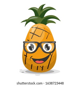 cute fruit pineapple mascot cartoon vector
