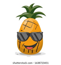 cute fruit pineapple mascot cartoon vector