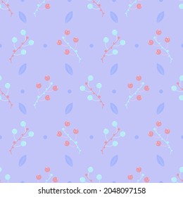 cute fruit pink cherry face character seamless pattern on blue halftone color composition dot, leaf floral. this wallpaper design use for art print, wrapping, kids fabric. graphic vector illustration.