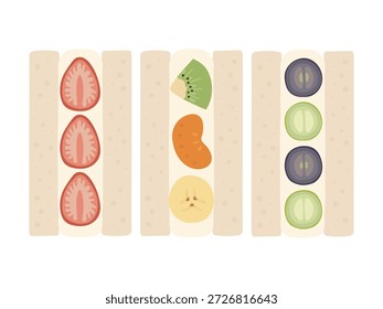 Nettes Obst-Sandwich-Set mit frischen Früchten Illustration
