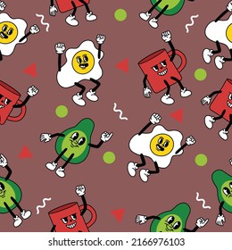 cute fruit seamless pattern colorful object wallpaper with design dark purple background.