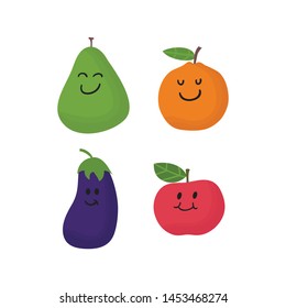 Cute fruit set collection vector