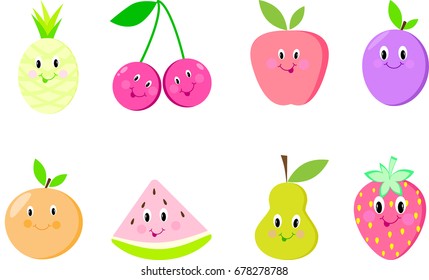 Cute fruit set vector