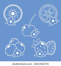 Cute fruit slice decoration vector art