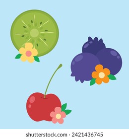 Cute fruit slice decoration vector art