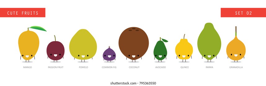 Cute fruit. Vector design.