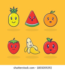 cute fruit vector illustrator logo icon