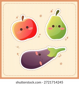 Cute Fruit And Vegetable Character Stickers