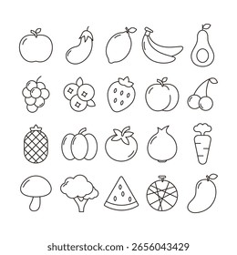 süßes Obst Gemüse Grün Linie Symbol