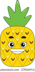 Cute fruits cartoon. Flat vector illustration. Cute fruit on white background