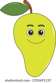 Cute fruits cartoon. Flat vector illustration. Cute fruit on white background